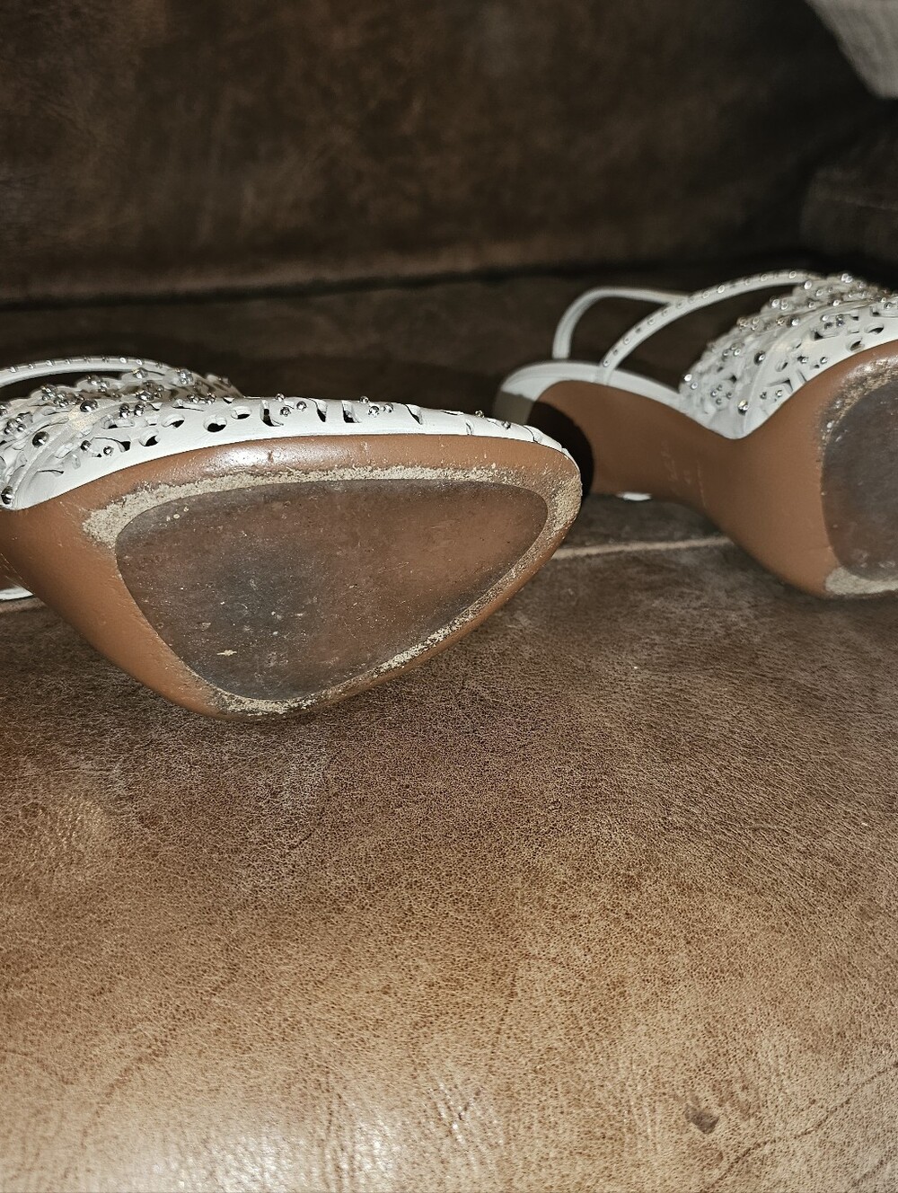 Alaia White Studded Strappy High Heels